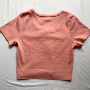 Pink button up cropped T-shirt